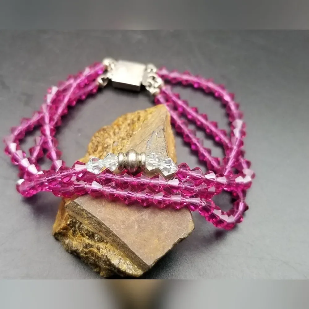 Swarovski crystal barbie pink sterling silver bracelet B810